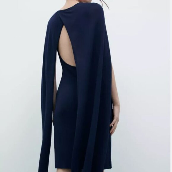 NWT KNIT CAPE NAVY BLUE DRESS SIZE SMALL - Picture 2 of 7